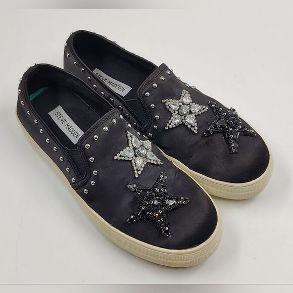 Steve Madden Rhinestone Bead Star Embellished Slip-On Sneakers Sz 9 - Picture 13 of 16